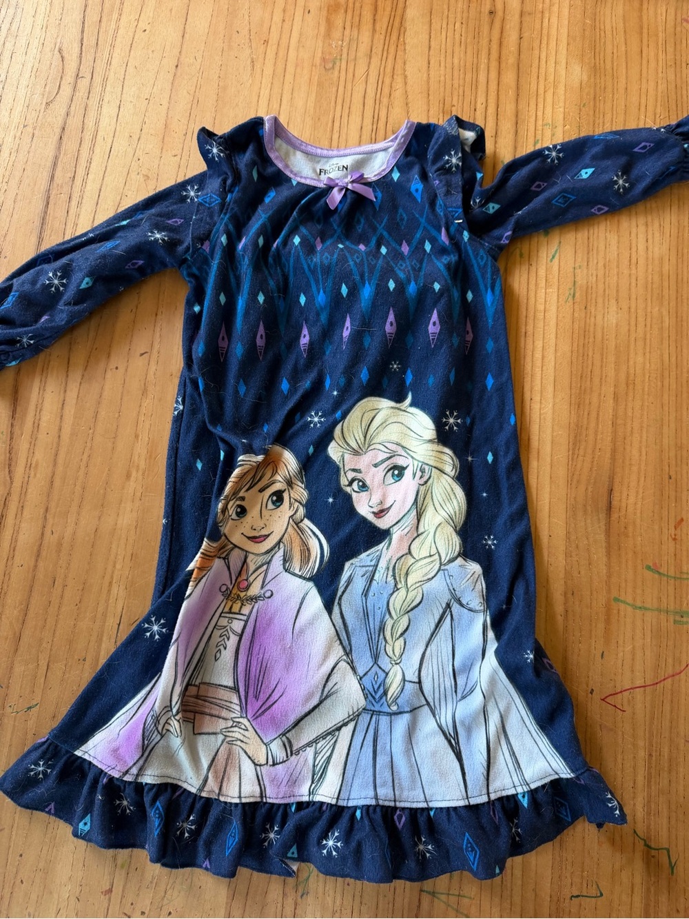 Disney Frozen Navy Dress Nightgown with Anna & Elsa Artwork